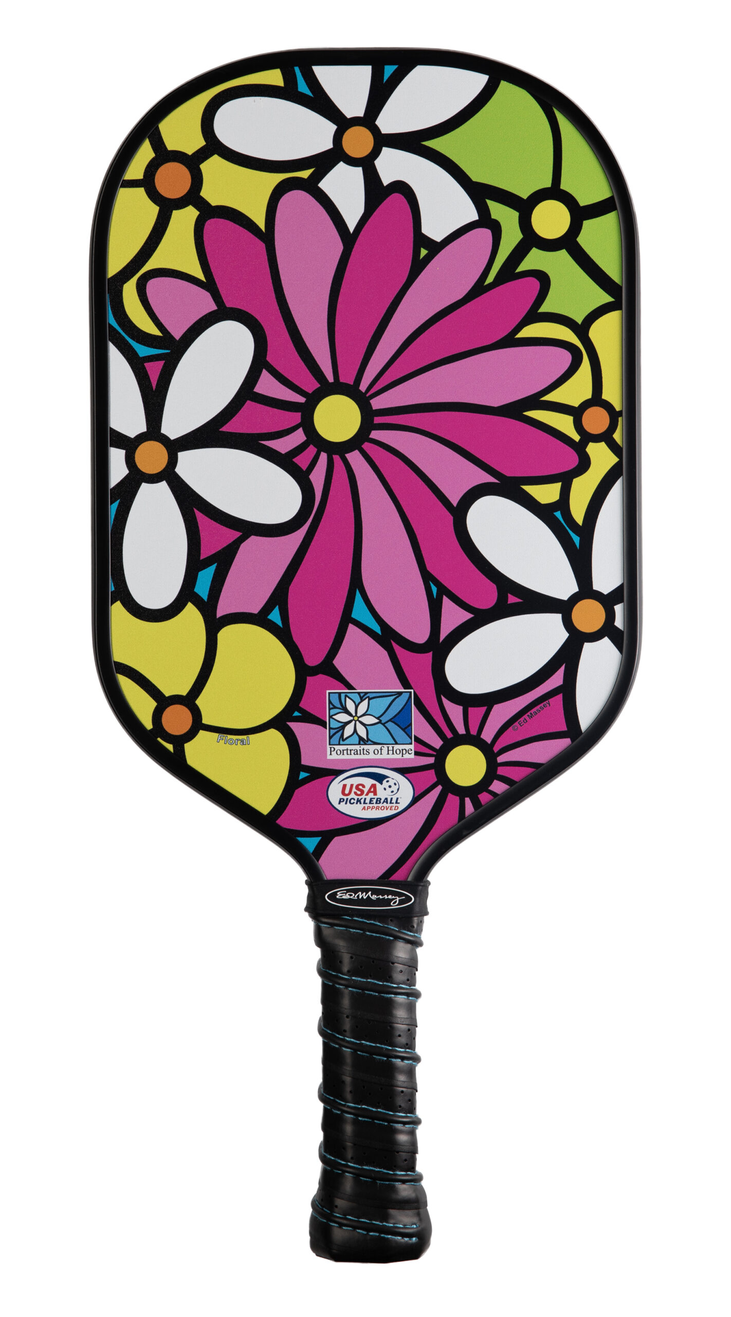 Floral Pickleball Paddle Portraits of Hope